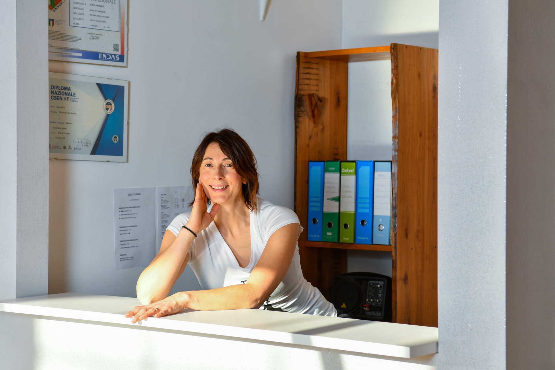 Elena Trombini, presidente e direttrice artistica di Officina Dadà, alla reception della sede